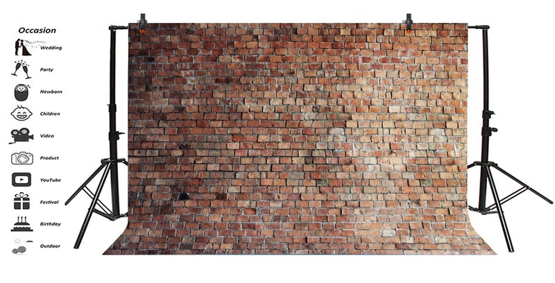 LFEEY 9x6ft Vintage Red Brick Wall Backdrop for Photoshoot Old Brickwall Backgrounds for Photography Newborn Baby Shower Adults Wedding Portrait Photography Backdrop Wallpaper Photo Booth Studio Props - Image 3